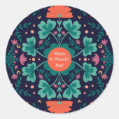 Happy St. Patrick's Day klavers & bloemen Ronde Sticker (Voorkant)