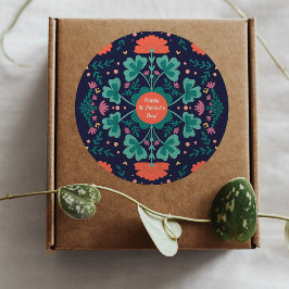 Happy St. Patrick's Day klavers & bloemen Ronde Sticker
