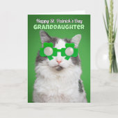 Happy St. Patrick's Day kleindochter Cat Humor Kaart (Voorkant)