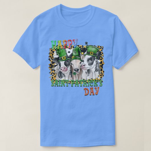 Happy St Patricks Day Koeien leopard boerderij Lep T-shirt (Design voorkant)