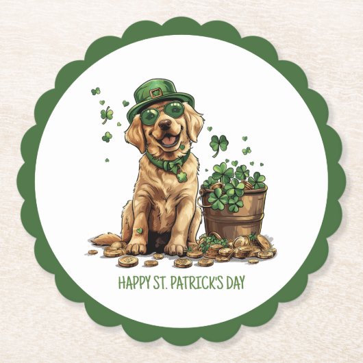 Happy St. Patrick's Day Labrador Retriever Dog Kartonnen Onderzetters (Voorkant)