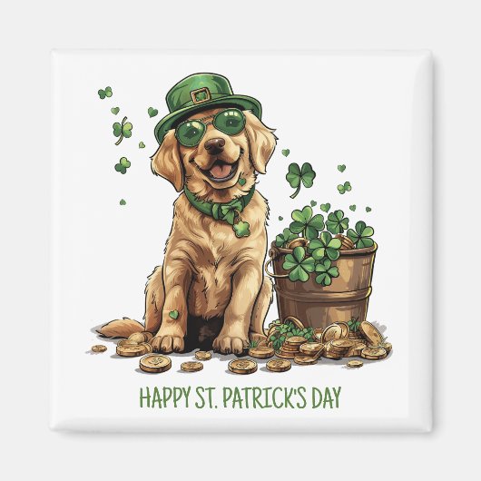Happy St. Patrick's Day Labrador Retriever Dog Magneet (Voorkant)
