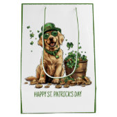 Happy St. Patrick's Day Labrador Retriever Dog Medium Cadeauzakje (Achterkant)