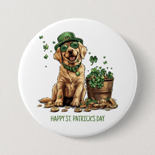 Happy St. Patrick's Day Labrador Retriever Dog Ronde Button 7,6 Cm (Voorkant)