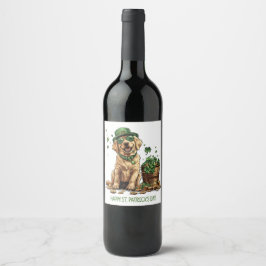 Happy St. Patrick's Day Labrador Retriever Dog Wijn Etiket