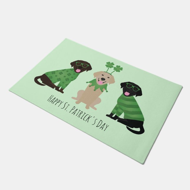 Happy St Patricks Day Labrador Retriever Honden Deurmat (Schuin)