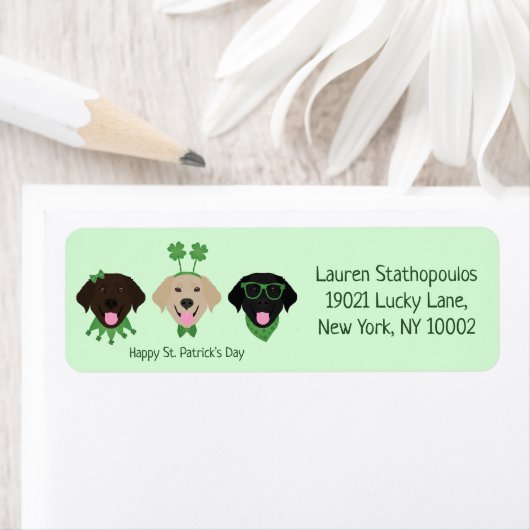 Happy St Patricks Day Labrador Retriever Honden Etiket (Insitu)