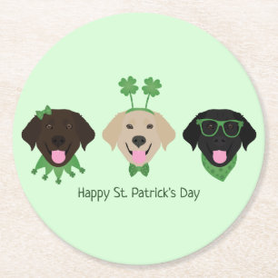 Happy St Patricks Day Labrador Retriever Honden Ronde Kartonnen Onderzetter