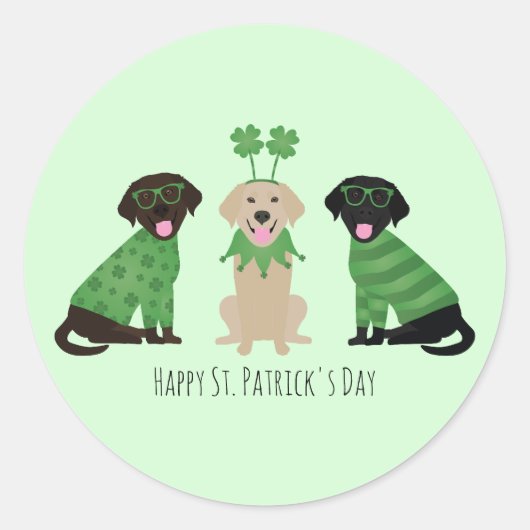 Happy St Patricks Day Labrador Retriever Honden Ronde Sticker (Voorkant)