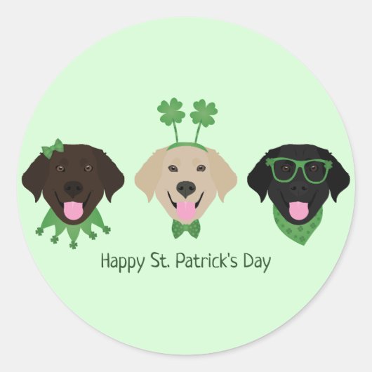 Happy St Patricks Day Labrador Retriever Honden Ronde Sticker (Voorkant)