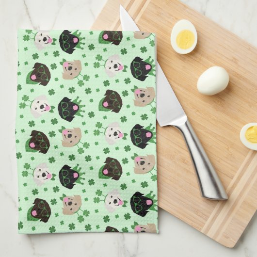 Happy St Patricks Day Labrador Retriever Honden Theedoek (Quarter Fold)