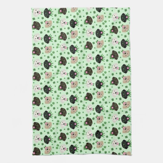 Happy St Patricks Day Labrador Retriever Honden Theedoek (Verticaal)