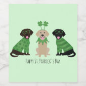 Happy St Patricks Day Labrador Retriever Honden Wijn Etiket (Enkel label)