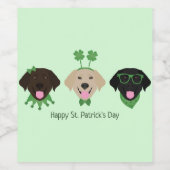 Happy St Patricks Day Labrador Retriever Honden Wijn Etiket (Enkel label)