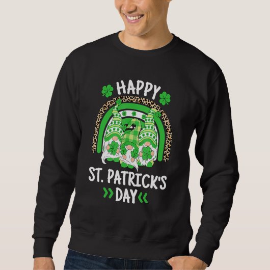 Happy St Patricks Day Leopard Rainbow Irish Gnomes Trui (Voorkant)