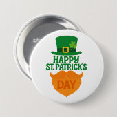Happy St Patricks Day Leprechaun Beard and Hat Ronde Button 7,6 Cm (Voorkant /achterkant)