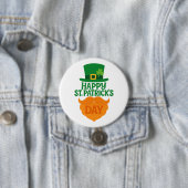 Happy St Patricks Day Leprechaun Beard and Hat Ronde Button 7,6 Cm (In situ)