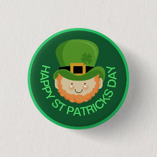 Happy St Patricks Day Leprechaun en shamrock pet Ronde Button 3,2 Cm