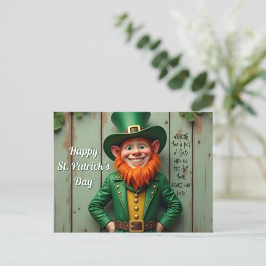 Happy St. Patrick's Day Leprechaun Feestdagenkaart (Staand voorkant)