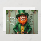 Happy St. Patrick's Day Leprechaun Feestdagenkaart (Voorkant / Achterkant)