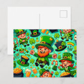 Happy St. Patrick's Day Leprechaun Feestdagenkaart (Voorkant / Achterkant)