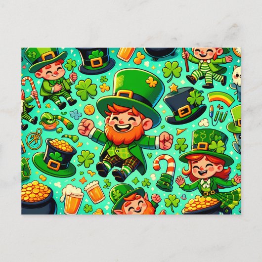 Happy St. Patrick's Day Leprechaun Feestdagenkaart (Voorkant)