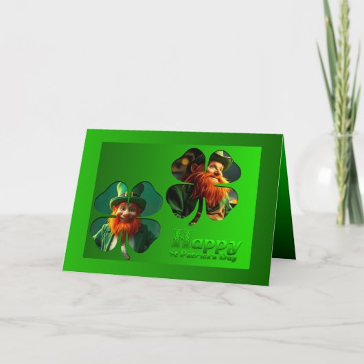 Happy St Patrick's Day Leprechaun Foto toevoegen H Kaart (Voorkant)