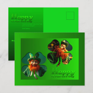 Happy St Patrick's Day Leprechaun Foto toevoegen P Feestdagenkaart