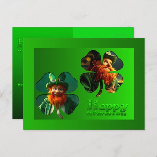 Happy St Patrick's Day Leprechaun Foto toevoegen P Feestdagenkaart (Voorkant / Achterkant)