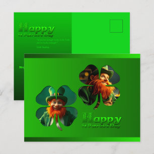 Happy St Patrick's Day Leprechaun Foto toevoegen P Feestdagenkaart