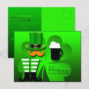Happy St Patrick's Day Leprechaun Foto toevoegen P Feestdagenkaart