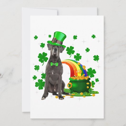 Happy St Patricks Day Leprechaun Great Dane Dog Aankondiging (Voorkant)