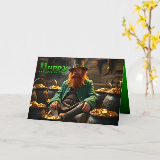 Happy St Patrick's Day Leprechaun HGC03 Kaart (Gele Bloem)