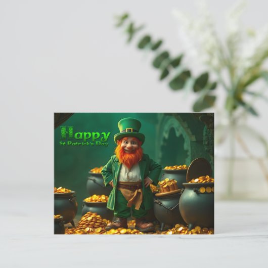Happy St Patrick's Day Leprechaun HPostC01 Feestdagenkaart (Staand voorkant)