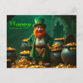 Happy St Patrick's Day Leprechaun HPostC01 Feestdagenkaart (Voorkant)