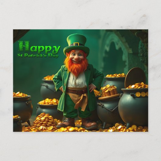 Happy St Patrick's Day Leprechaun HPostC01 Feestdagenkaart (Voorkant)