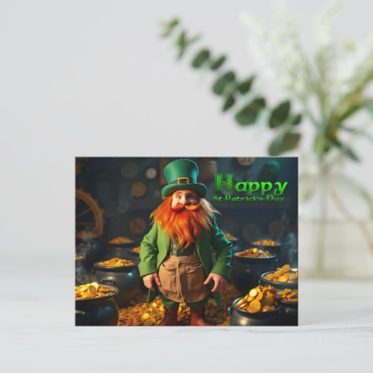 Happy St Patrick's Day Leprechaun HPostC04 Holiday Feestdagenkaart (Staand voorkant)