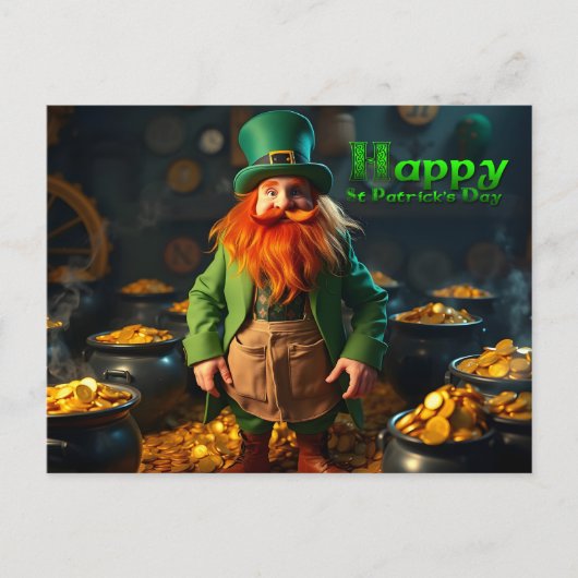 Happy St Patrick's Day Leprechaun HPostC04 Holiday Feestdagenkaart (Voorkant)