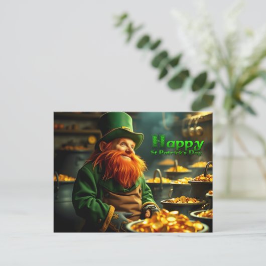 Happy St Patrick's Day Leprechaun HPostC05 Feestdagenkaart (Staand voorkant)