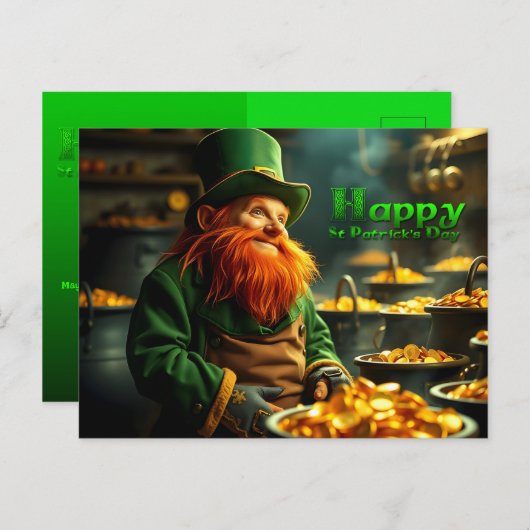 Happy St Patrick's Day Leprechaun HPostC05 Feestdagenkaart (Voorkant / Achterkant)