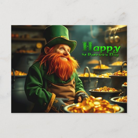 Happy St Patrick's Day Leprechaun HPostC05 Feestdagenkaart (Voorkant)