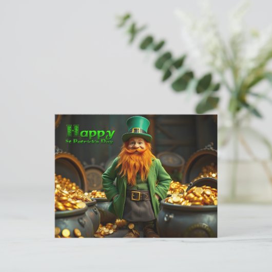 Happy St Patrick's Day Leprechaun HPostC06 Feestdagenkaart (Staand voorkant)