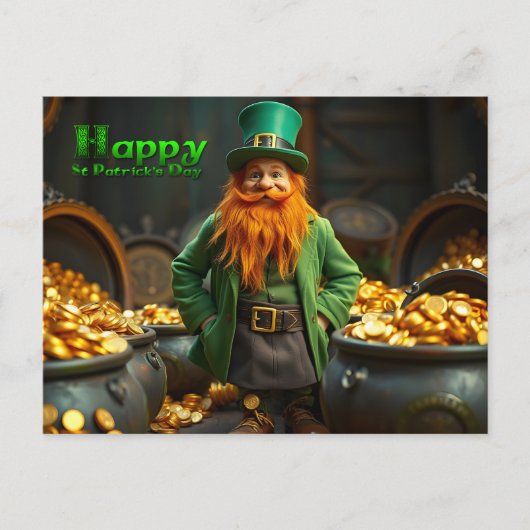 Happy St Patrick's Day Leprechaun HPostC06 Feestdagenkaart (Voorkant)