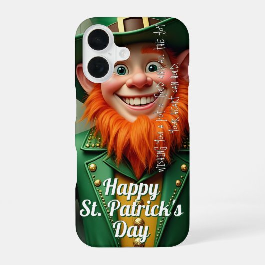 Happy St. Patrick's Day Leprechaun iPhone 16 Hoesje (Achterkant)