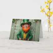 Happy St. Patrick's Day Leprechaun Kaart (Gele Bloem)