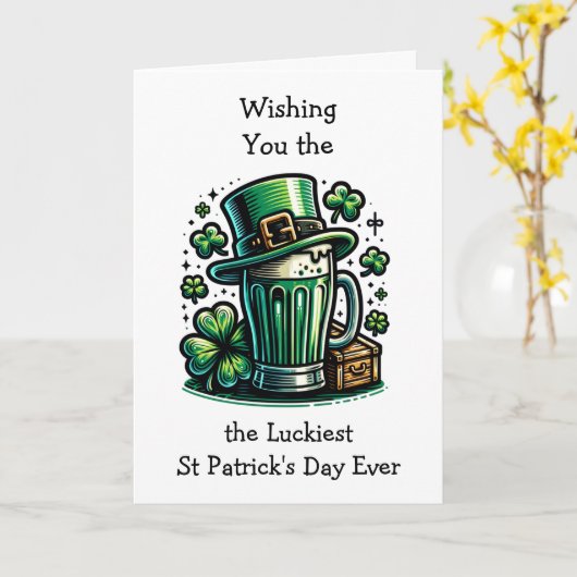 Happy St Patrick's Day Leprechaun Kaart (Gele Bloem)