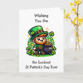 Happy St Patrick's Day Leprechaun Kaart (Gele Bloem)
