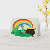 Happy St. Patrick's Day Leprechaun Kaart (Gele Bloem)