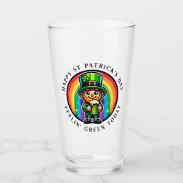 Happy St Patrick's Day Leprechaun met Groen Bier Glas