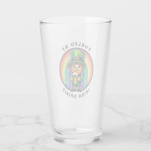 Happy St Patrick's Day Leprechaun met Groen Bier Glas (Achterkant)